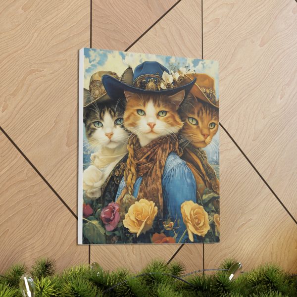 Three Amigos Cats – Cowboy & Cowgirl Canvas Wall Art Print – Southwestern & Western Home Decor – Coastal Aesthetic