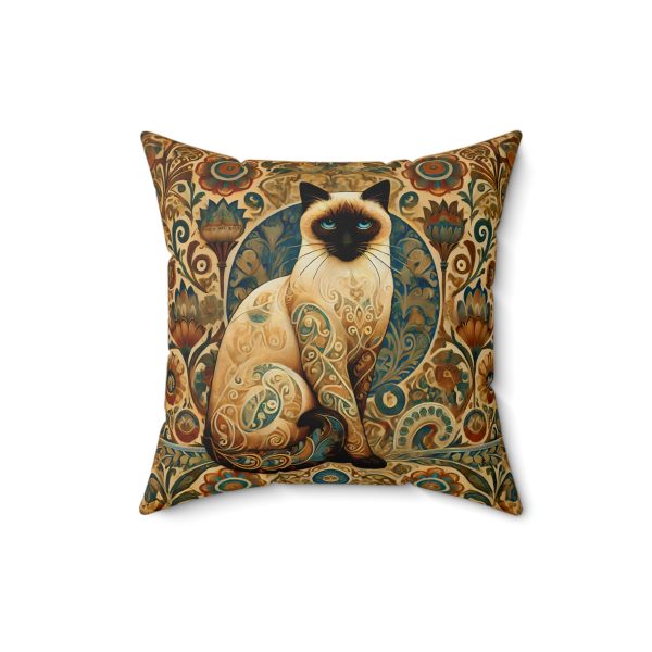 Art Nouveau Siamese Cat Square Pillow