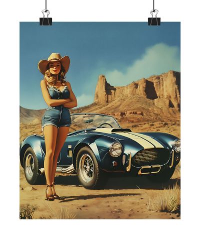 Serious Horsepower – Cowgirl and AC Cobra Wall Art Print – Western Decor 9″x 11″ Artwork