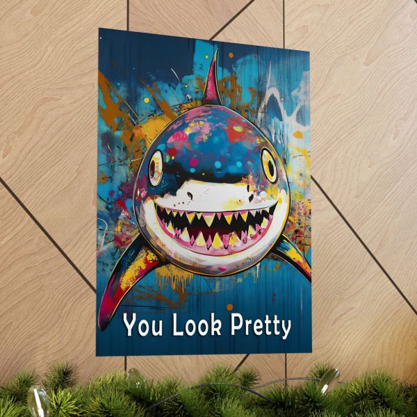 Shark Wall Art Print – “You Look Pretty” – Funny Humorous Humor Print for Ocean Life Enthusiasts