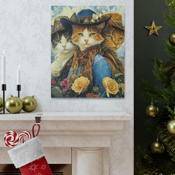 Three Amigos Cats – Cowboy & Cowgirl Canvas Wall Art Print – Southwestern & Western Home Decor – Coastal Aesthetic