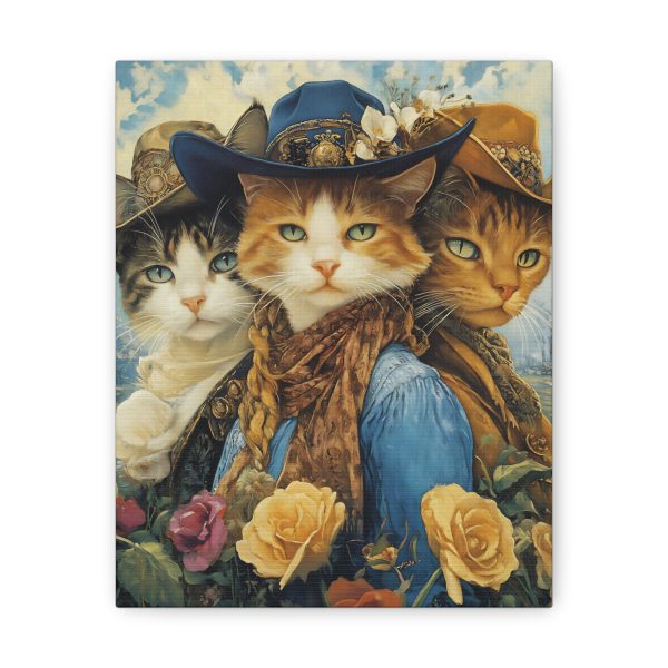 Three Amigos Cats – Cowboy & Cowgirl Canvas Wall Art Print – Southwestern & Western Home Decor – Coastal Aesthetic