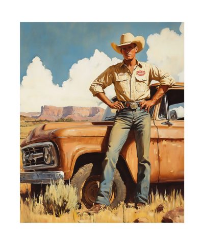 Cowboy with His Old Workhorse Wall Art Print – Western Decor 9″x 11″ Artwork