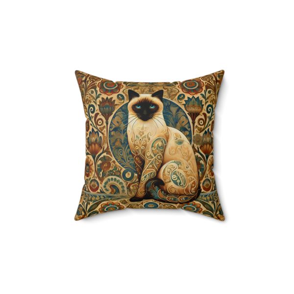 Art Nouveau Siamese Cat Square Pillow