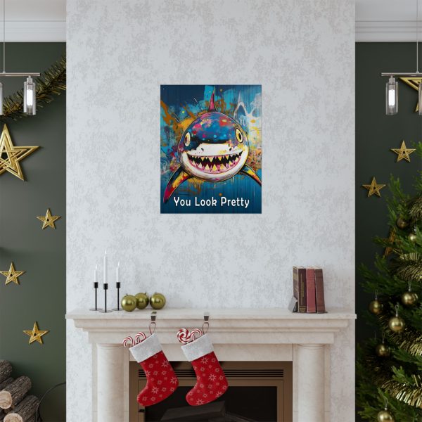 Shark Wall Art Print – “You Look Pretty” – Funny Humorous Humor Print for Ocean Life Enthusiasts