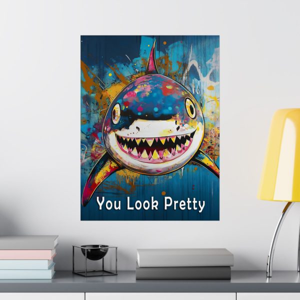 Shark Wall Art Print – “You Look Pretty” – Funny Humorous Humor Print for Ocean Life Enthusiasts