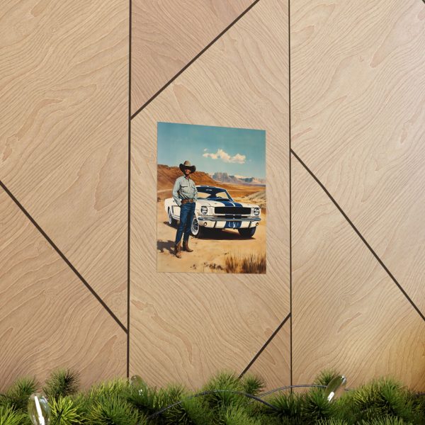 Cowboy with His Mustang Wall Art Print – ’65 Shelby GT350 – Western Decor 9″x 11″ Artwork