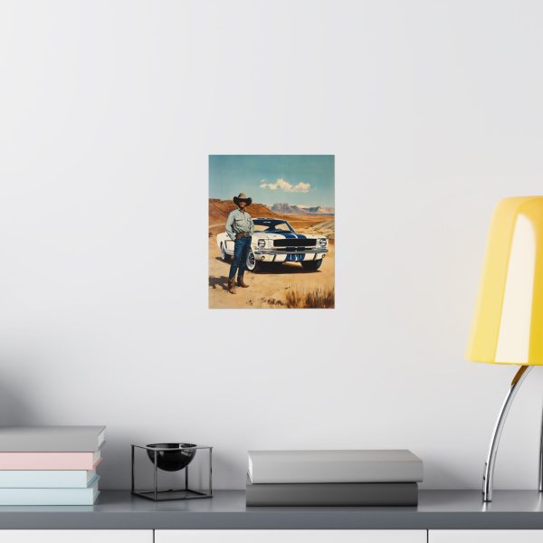 Cowboy with His Mustang Wall Art Print – ’65 Shelby GT350 – Western Decor 9″x 11″ Artwork