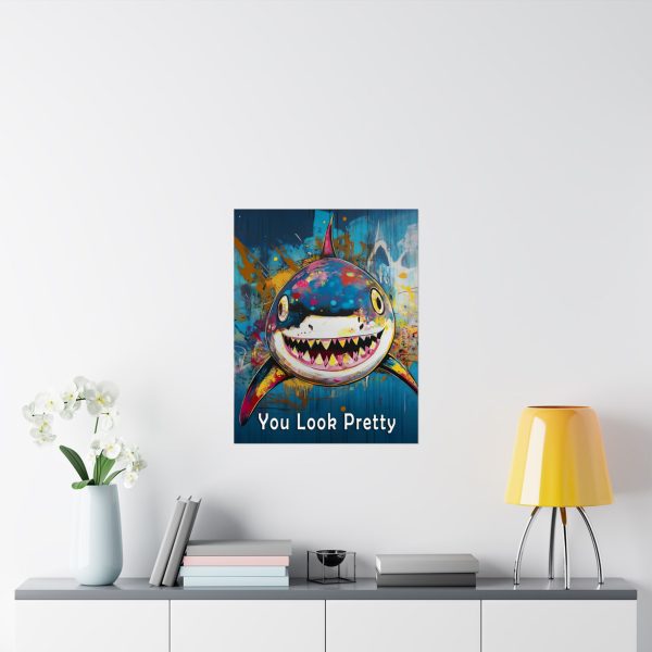 Shark Wall Art Print – “You Look Pretty” – Funny Humorous Humor Print for Ocean Life Enthusiasts