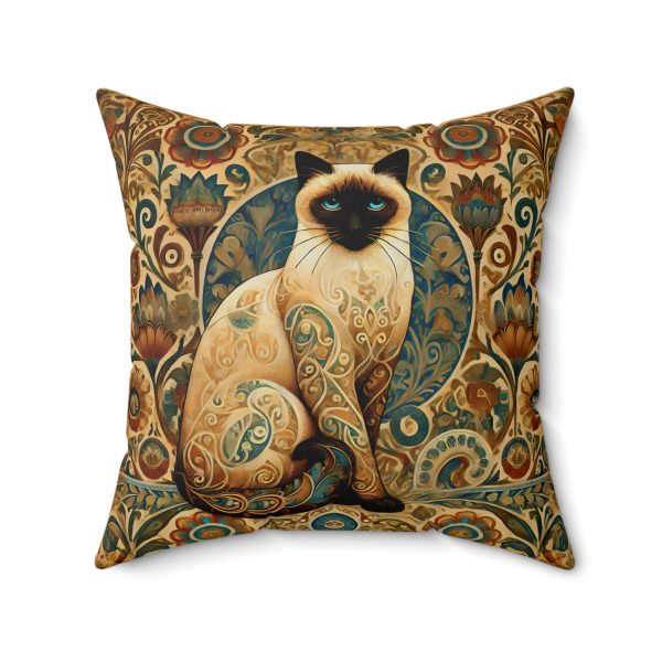 Art Nouveau Siamese Cat Square Pillow