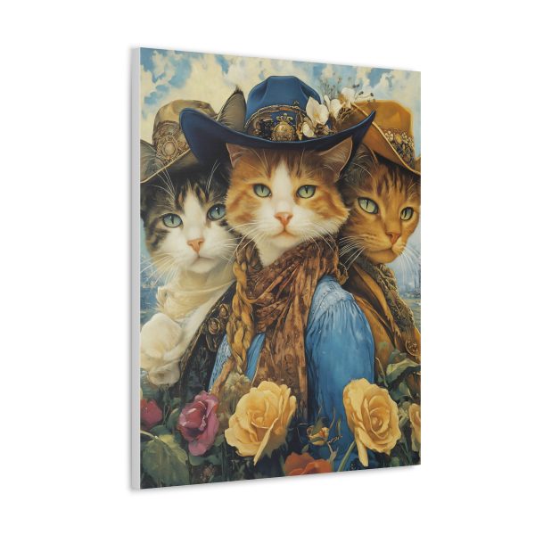 Three Amigos Cats – Cowboy & Cowgirl Canvas Wall Art Print – Southwestern & Western Home Decor – Coastal Aesthetic