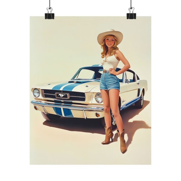 Cowgirl with Her Mustang Wall Art Print – ’65 Shelby GT350 – Western Decor 9″x 11″ Artwork