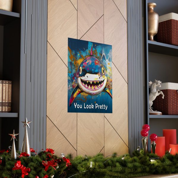 Shark Wall Art Print – “You Look Pretty” – Funny Humorous Humor Print for Ocean Life Enthusiasts