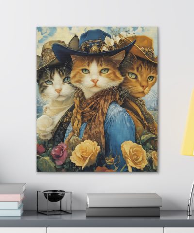 Three Amigos Cats – Cowboy & Cowgirl Canvas Wall Art Print – Southwestern & Western Home Decor – Coastal Aesthetic