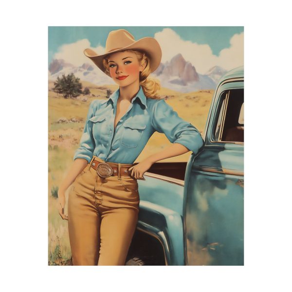 Cowgirl with Her Old Workhorse Wall Art Print – Western Decor 9″x 11″ Artwork