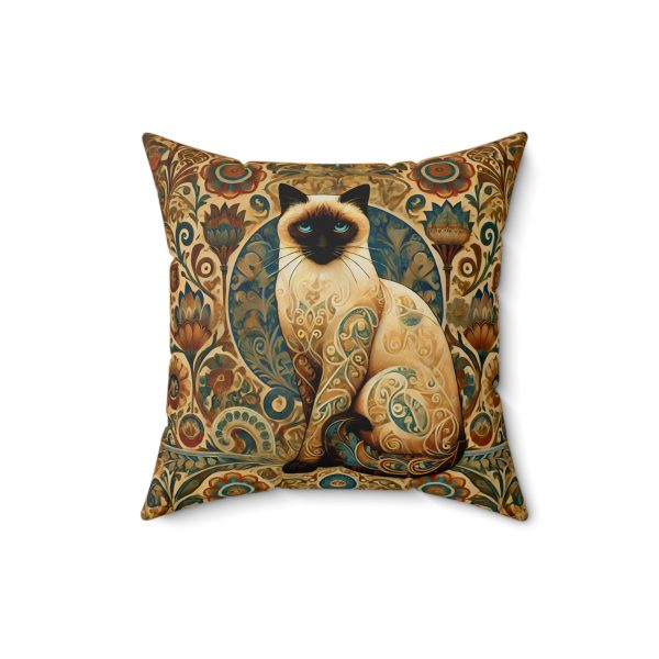 Art Nouveau Siamese Cat Square Pillow