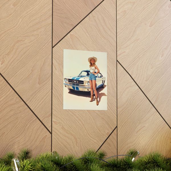 Cowgirl with Her Mustang Wall Art Print – ’65 Shelby GT350 – Western Decor 9″x 11″ Artwork