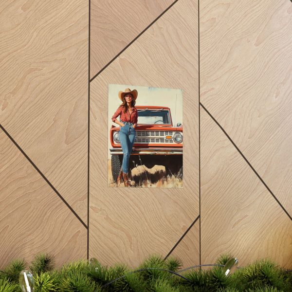 Cowgirl with Her Bronco Wall Art Print – Ford Bronco – Western Decor 9″x 11″ Artwork