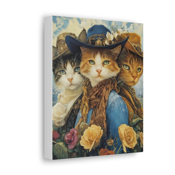 Three Amigos Cats – Cowboy & Cowgirl Canvas Wall Art Print – Southwestern & Western Home Decor – Coastal Aesthetic