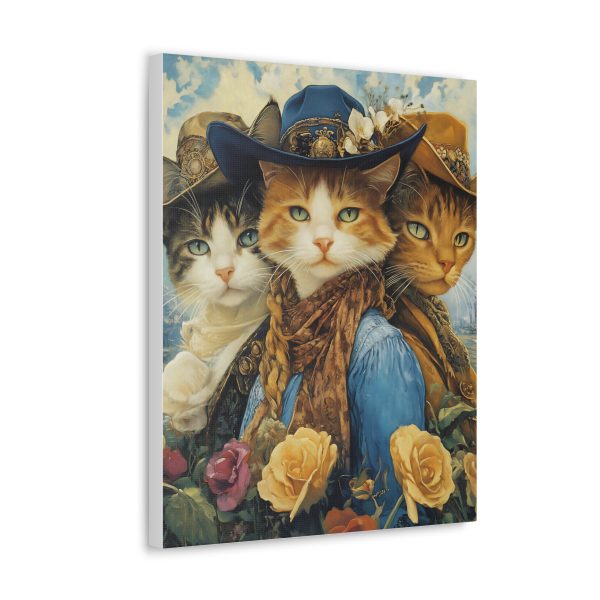 Three Amigos Cats – Cowboy & Cowgirl Canvas Wall Art Print – Southwestern & Western Home Decor – Coastal Aesthetic