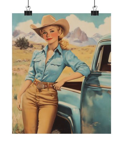 Cowgirl with Her Old Workhorse Wall Art Print – Western Decor 9″x 11″ Artwork