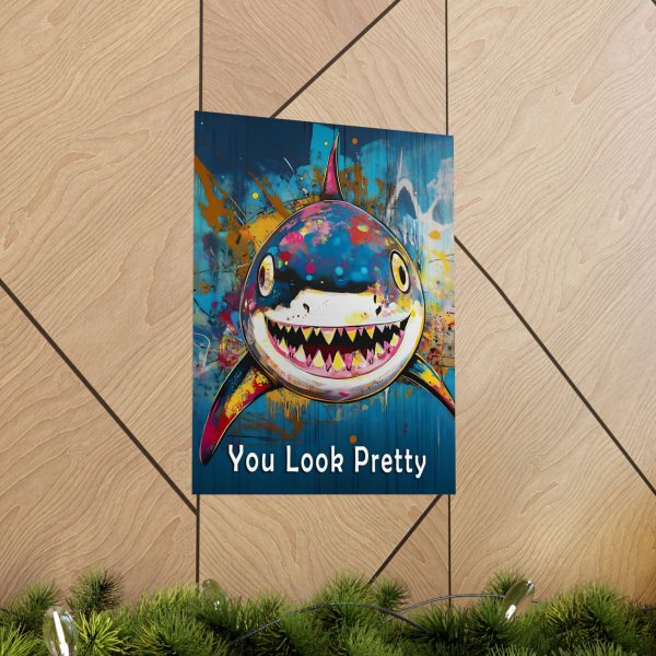 Shark Wall Art Print – “You Look Pretty” – Funny Humorous Humor Print for Ocean Life Enthusiasts