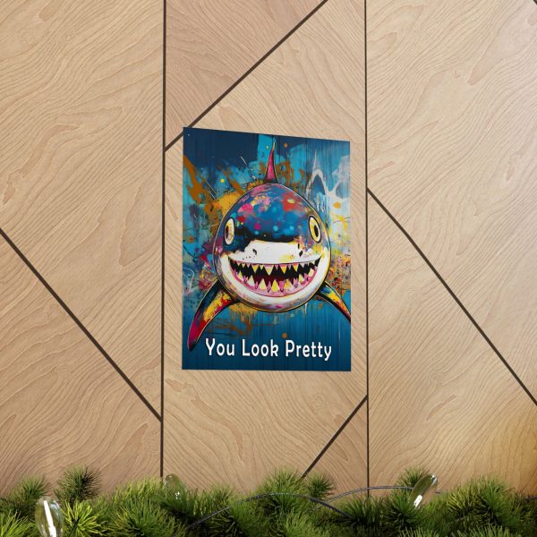 Shark Wall Art Print – “You Look Pretty” – Funny Humorous Humor Print for Ocean Life Enthusiasts