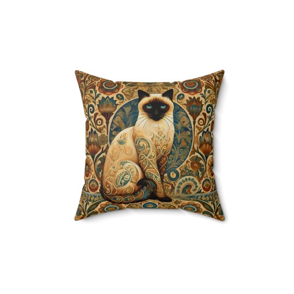 Art Nouveau Siamese Cat Square Pillow