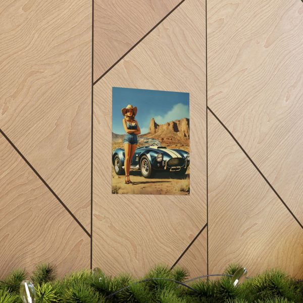 Serious Horsepower – Cowgirl and AC Cobra Wall Art Print – Western Decor 9″x 11″ Artwork