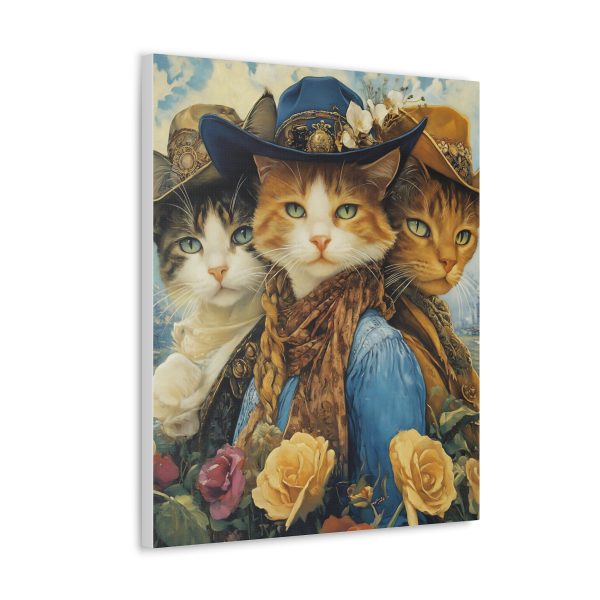 Three Amigos Cats – Cowboy & Cowgirl Canvas Wall Art Print – Southwestern & Western Home Decor – Coastal Aesthetic