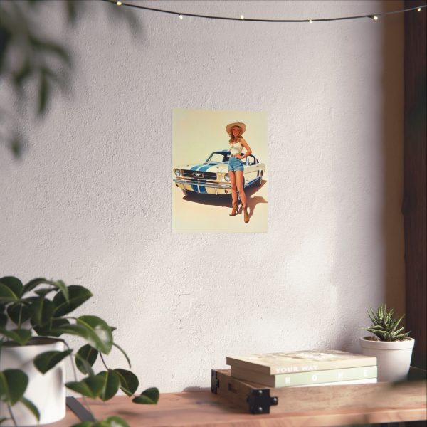 Cowgirl with Her Mustang Wall Art Print – ’65 Shelby GT350 – Western Decor 9″x 11″ Artwork