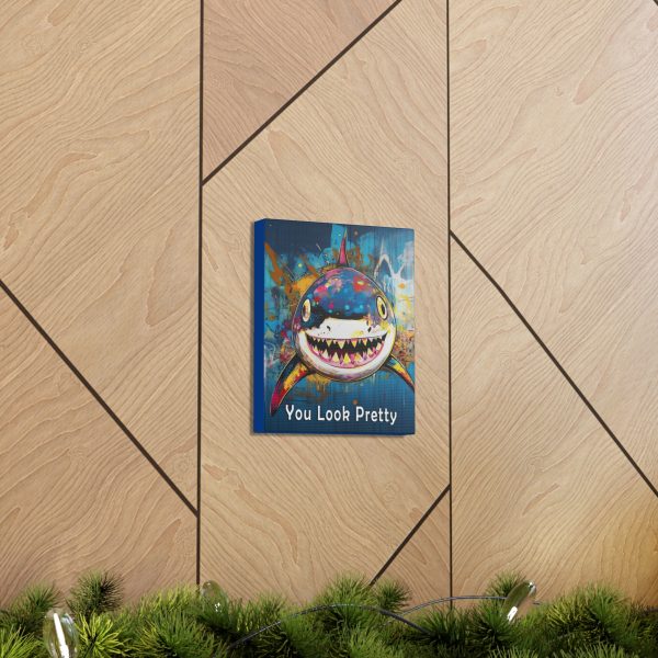 Shark Canvas Wall Art Print – “You Look Pretty” – Funny Humorous Humor Print for Ocean Life Enthusiasts