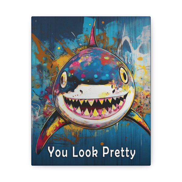 Shark Canvas Wall Art Print – “You Look Pretty” – Funny Humorous Humor Print for Ocean Life Enthusiasts