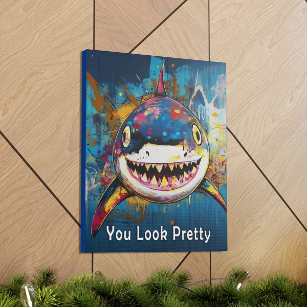 Shark Canvas Wall Art Print – “You Look Pretty” – Funny Humorous Humor Print for Ocean Life Enthusiasts