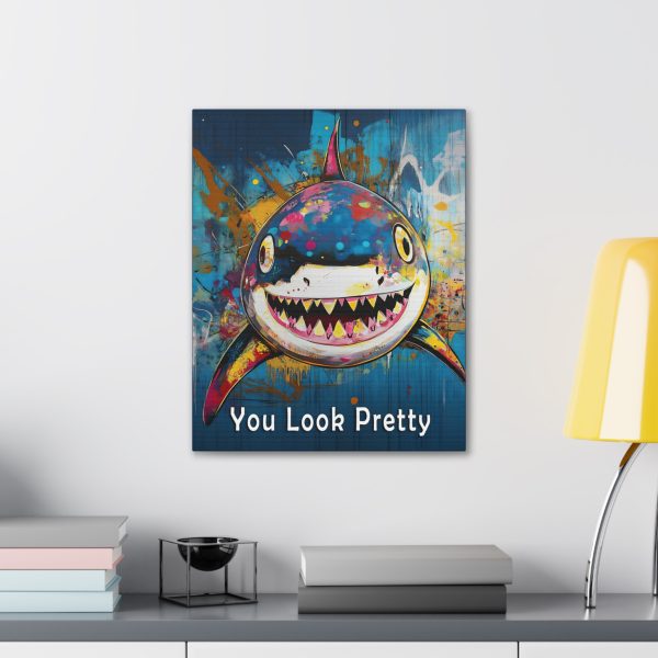 Shark Canvas Wall Art Print – “You Look Pretty” – Funny Humorous Humor Print for Ocean Life Enthusiasts