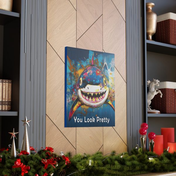 Shark Canvas Wall Art Print – “You Look Pretty” – Funny Humorous Humor Print for Ocean Life Enthusiasts