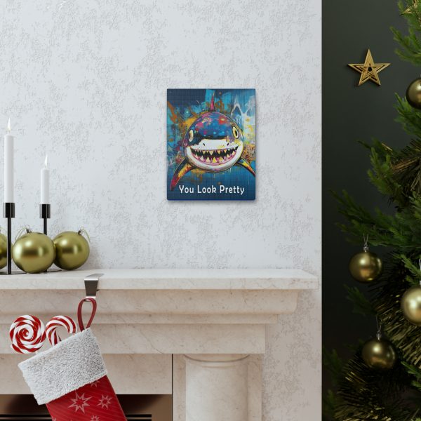 Shark Canvas Wall Art Print – “You Look Pretty” – Funny Humorous Humor Print for Ocean Life Enthusiasts