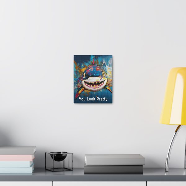 Shark Canvas Wall Art Print – “You Look Pretty” – Funny Humorous Humor Print for Ocean Life Enthusiasts