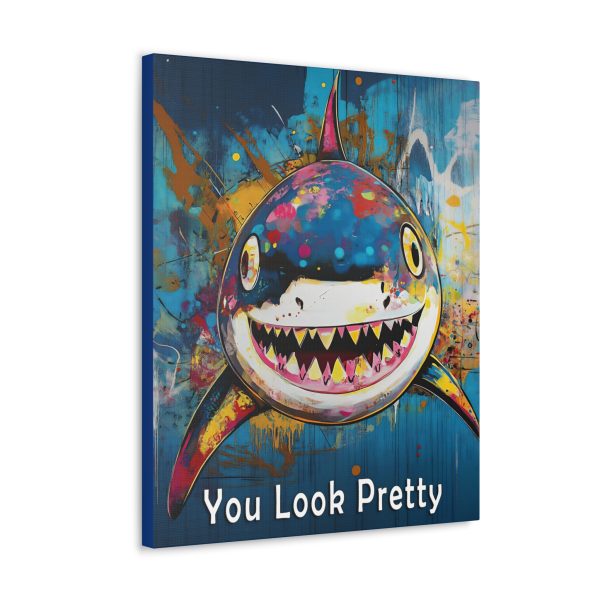 Shark Canvas Wall Art Print – “You Look Pretty” – Funny Humorous Humor Print for Ocean Life Enthusiasts