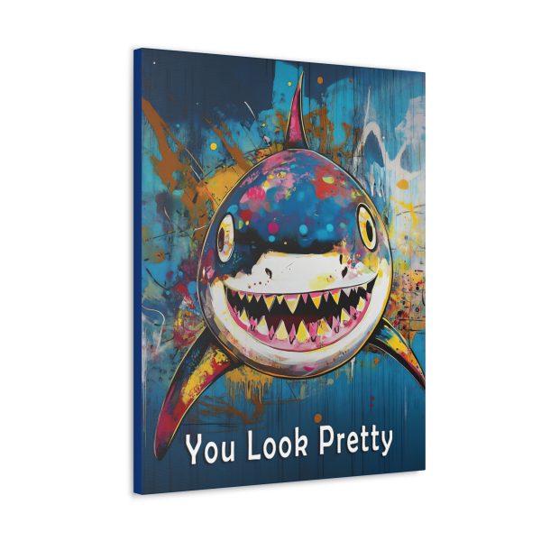 Shark Canvas Wall Art Print – “You Look Pretty” – Funny Humorous Humor Print for Ocean Life Enthusiasts