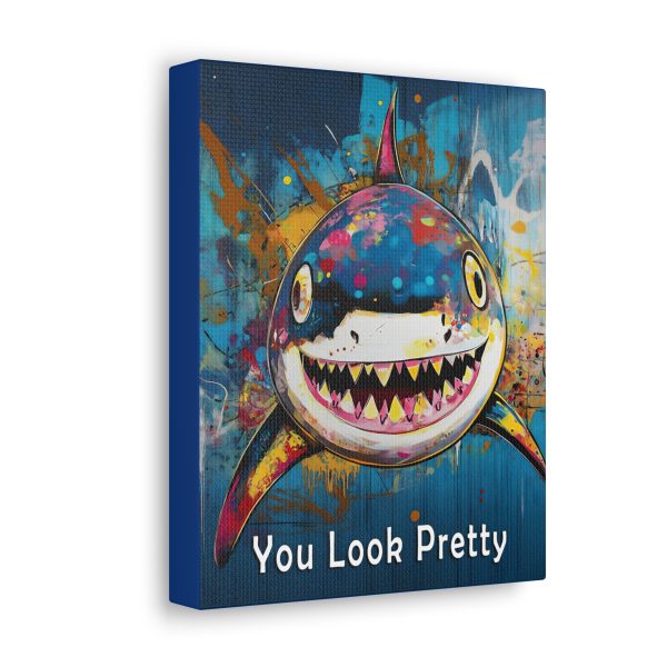 Shark Canvas Wall Art Print – “You Look Pretty” – Funny Humorous Humor Print for Ocean Life Enthusiasts