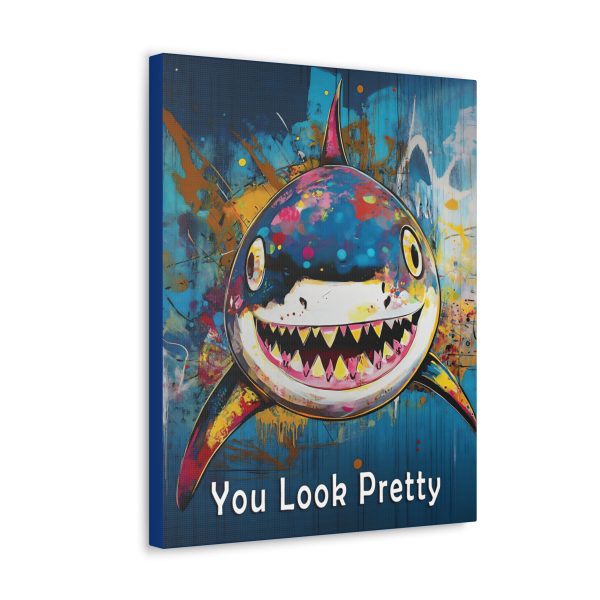 Shark Canvas Wall Art Print – “You Look Pretty” – Funny Humorous Humor Print for Ocean Life Enthusiasts